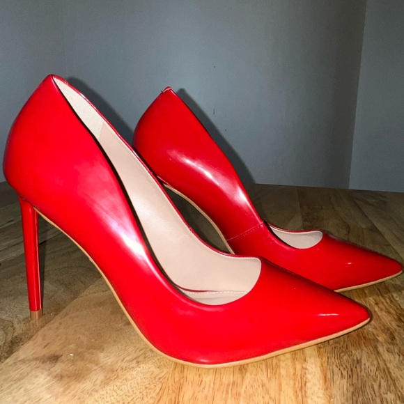 Steve Madden Vala Pointed Toe Pump Patent Leather Red NWOT New - Picture 5 of 6